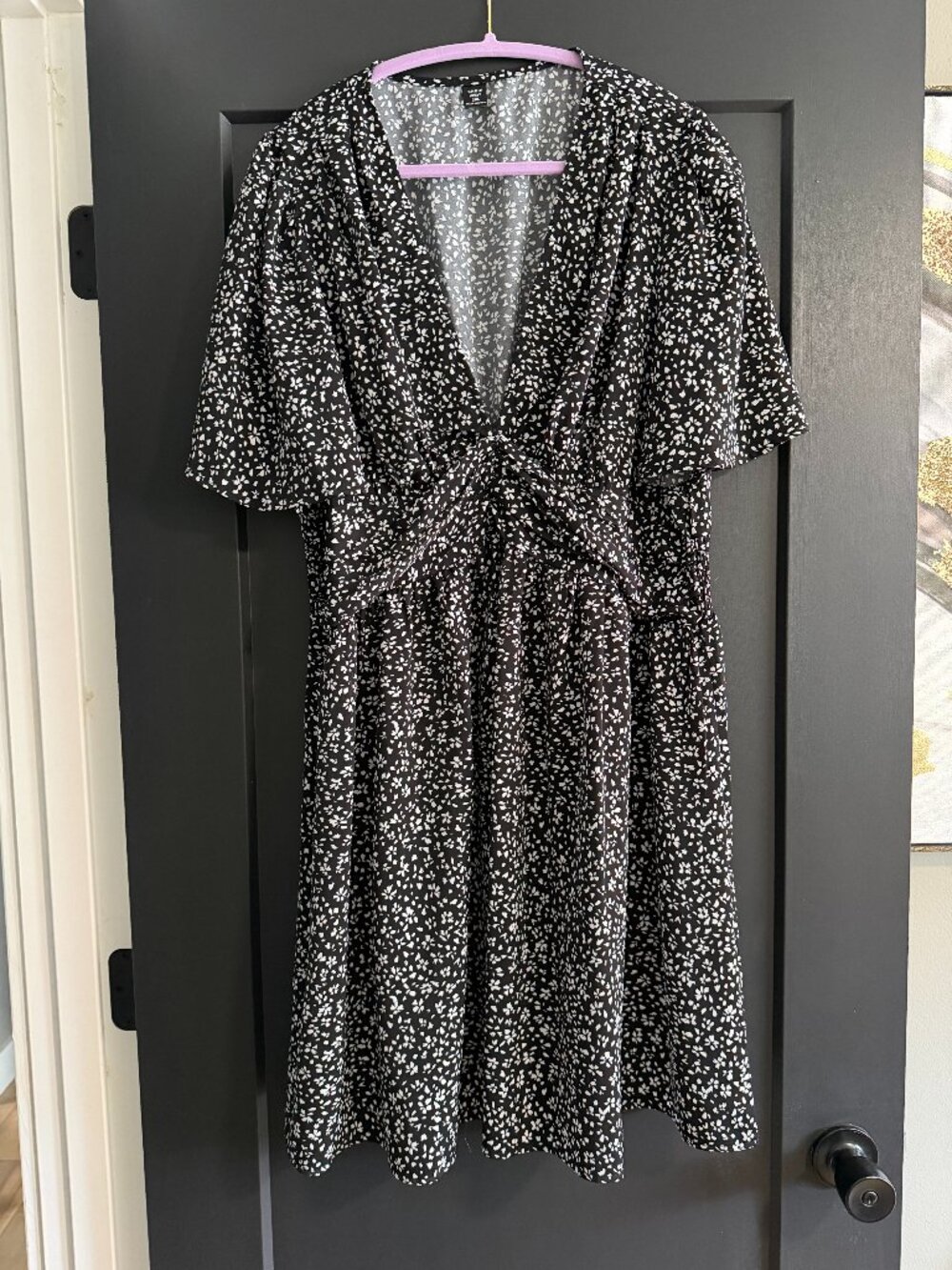 Shein Black Dress with White Floral Pattern sz 2XL